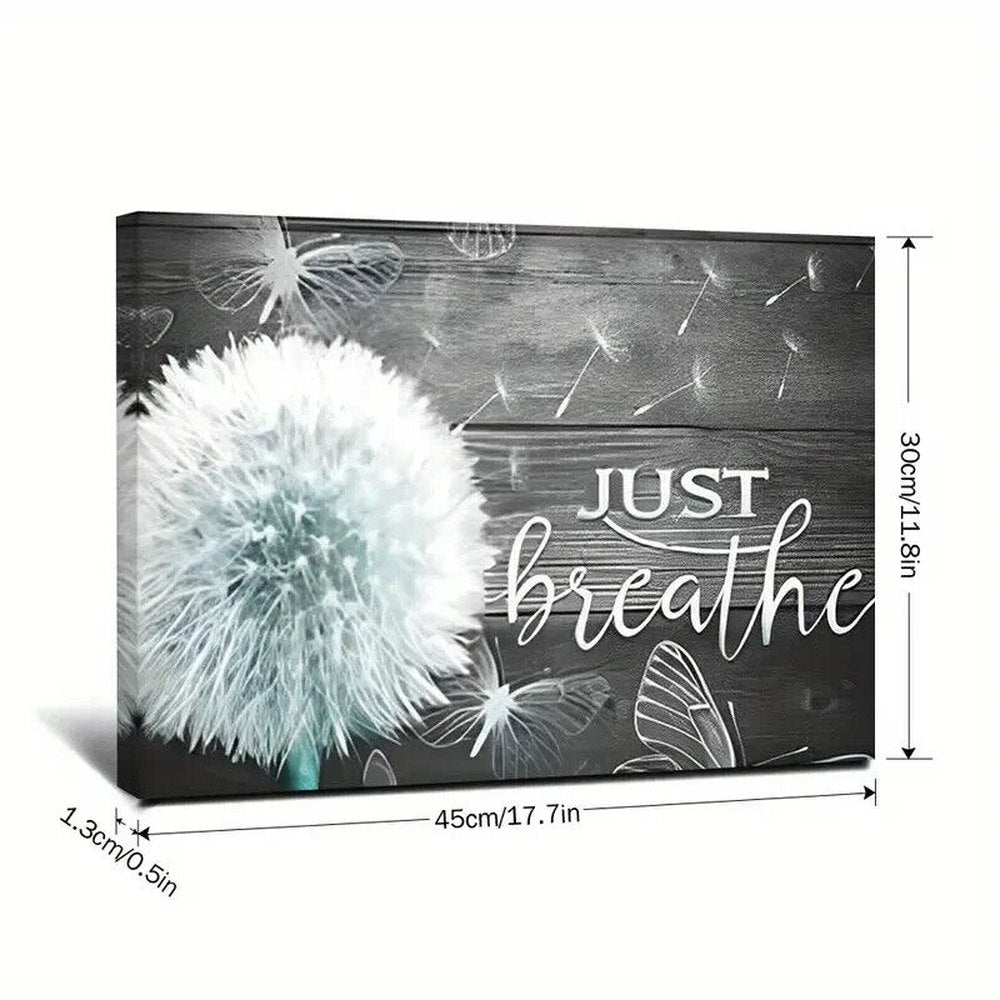 Just Breathe Motivational Artistic Canvas Print Framed 11.8" x 17.7" Wall Art Home & Garden:Home Décor:Posters & Prints Style Your Walls